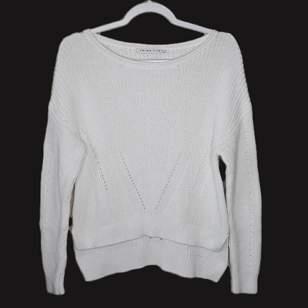 Pima Cotton Sweater Chunky Knit Open Weave Beach Minimalist